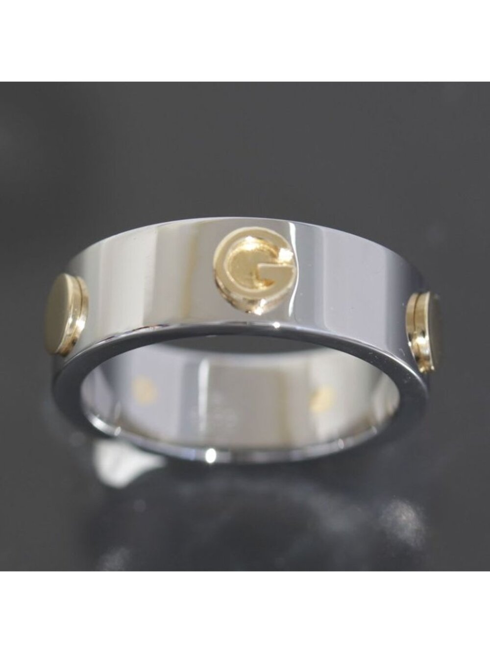 Gucci Inox Ring No 18 750 Gold Steel E0863 - Picture 2 of 7